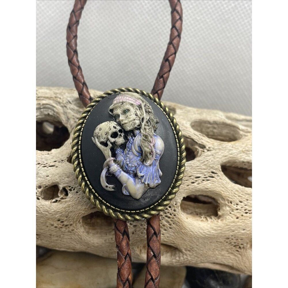 Til Death Do Us Part Sugar Skull Mexican Bolo Tie  Skeleton Mens Womens